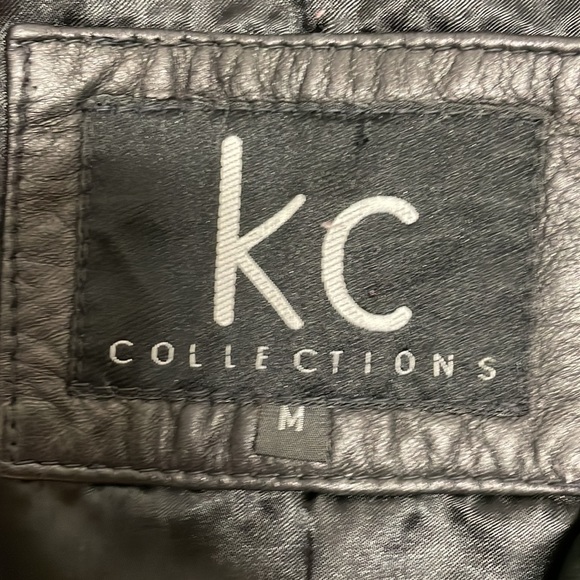 KC Collections Black Leather Coat Size Medium - Picture 4 of 7